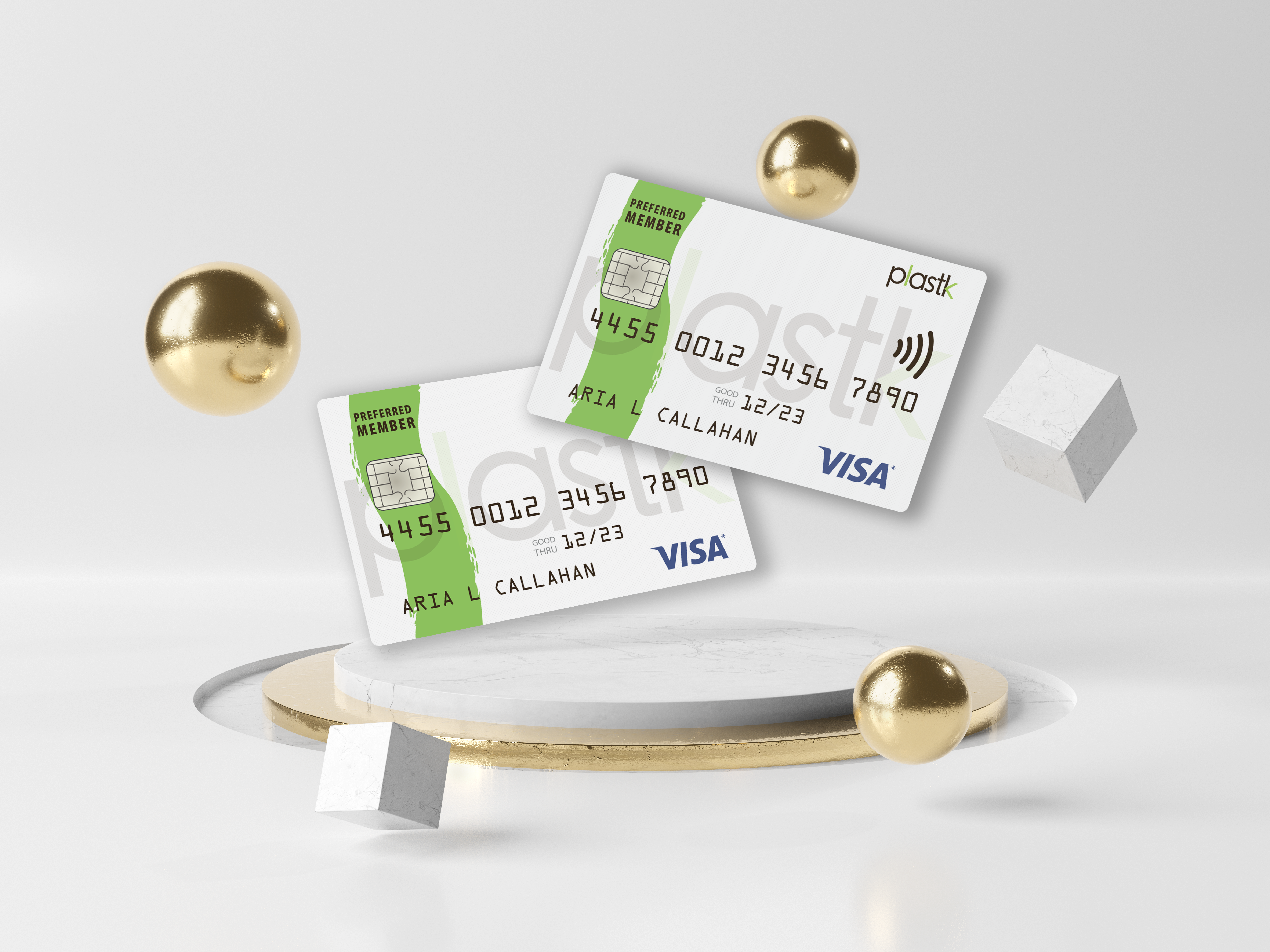 Plastk Card- white and gold 3d design 